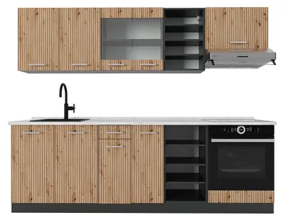 Produktbild von Küchenzeile Vicco R-Line Artisan Eiche/Anthrazit 240 cm , AP Marmor, Model 48965