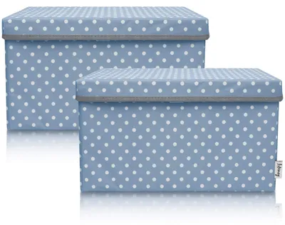 Produktbild von Lifeney 2-Set Aufbewahrungsbox Kinder (37x25x21cm) I Aufbewahrungskorb für Kinderzimmer und Wohnbereich I Kinder Aufbewahrungskiste (Türkis Punkte)