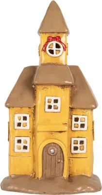 Zdjęcie produktu dla Clayre & Eef Pojemnik na podgrzewacze House 23x17x43 cm Żółta ceramika