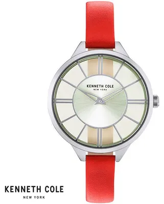 Produktbild von Kenneth Cole KC50538004 Transparency silber rot Leder Damen Uhr NEU