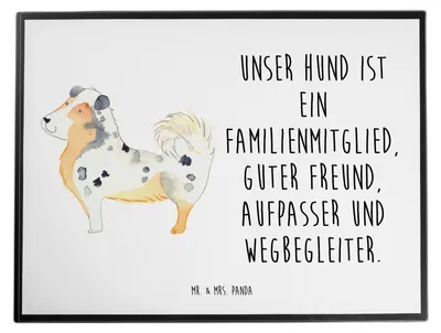Produktbild von Mr. & Mrs. Panda Schreibunterlage Hund Australien Shepherd - Weiß - Geschenk, Unterlage Schreibtisch, Familie, Spruch, schreibtischunterlage, Sprüche, Tischschoner