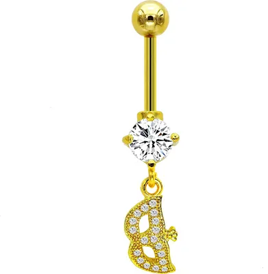 Produktbild von Karisma Titan G23 Bauchnabel Piercing Zirkonia - Weiss - Gold