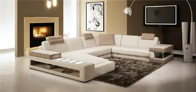 Obrázek produktu pro Obývací Prostor Rohová Pohovka Tvaru U Čalounění Design Kůže