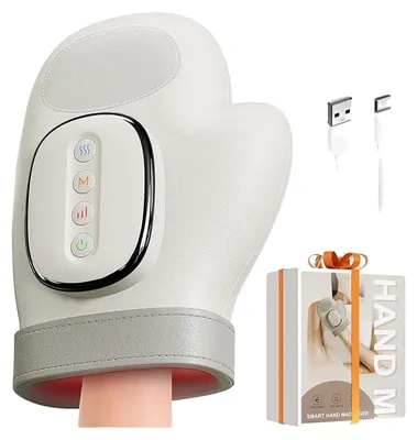 Image de Appareil de massage pour les mains, rechargeable, avec fonction de thérapie par la chaleur, intensité réglable, conçu pour soulager les symptômes de l'arthrite, appareil électronique