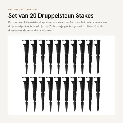 Productafbeelding van Druppelsteun 20 Stuks - Irrigatiepaal - Kunststof Steunpalen - Tuin - Bloem/ Groente Bedden - 16x3cm - Irrigatiesteun