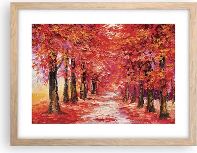 Produktbild von Gerahmtes Poster - Rahmen in heller Eiche - Herbst Park Allee - 40x30 cm - Wand Bild - Wanddeko - Wandbilder - Wandposter - Bilderrahmen - Bilder - Kunstdruck - Wandbild - P2NAA40x30-4292