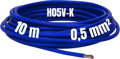 Productafbeelding van Kalitec, 10 meter, H05V-K, 0,5 mm², ultramarijnblauw, installatiedraad. Flexibele aderleiding, PVC, enkele ader, litze van 0,5 mm², fijnadrig, enkeldradige installatiedraad, schakeldraad