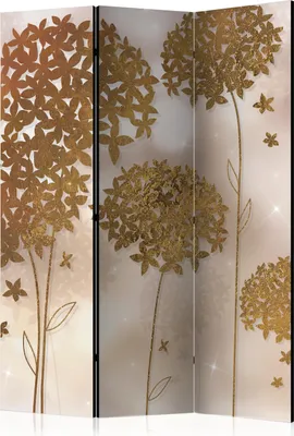 Produktbild von 3-teiliger Doppelseitiger Vlies Paravent - Golden Garden 135x172 cm b-A-0292-z-b