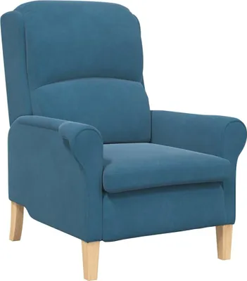 Produktbild von Moderner ergonomischer Sessel aus blauem Samt, 76 cm B x 94 cm L x 102 cm H