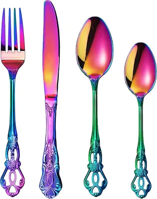Produktbild von Besteckset 24-teilig, für 6 Personen, Edelstahl, Regenbogen, für Abendessen