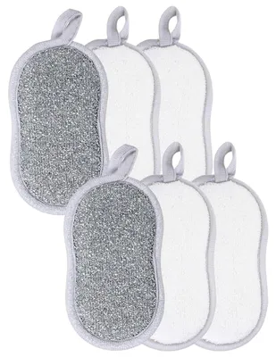 6er-Set Spülschwämme, doppelseitig, Mikrofaser, 16 x 9 cm