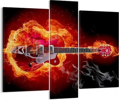 Produktbild von Bild auf Leinwand - Leinwandbild - Instrument Flammen Saiten - 95x80cm - Wand Bild - Wanddeko - Leinwanddruck - Bilder - Kunstdruck - Wanddekoration - Leinwand bilder - Wandkunst - CB95x80-0201