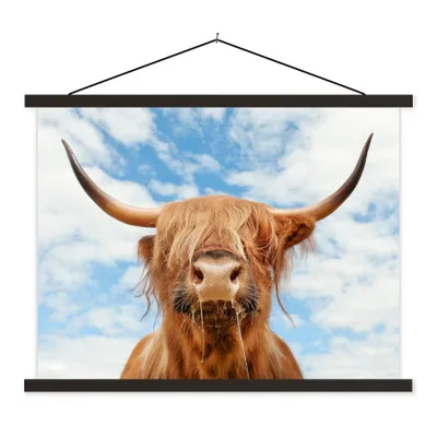 Produktbild von MuchoWow® Textilposter Schottischer Highlander - Wolke - Tiere 40x30 cm mit schwarzem Rahmen - Dekorationen