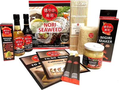 Produktbild von Sushi Set, Sushi Zubereitungsset, Sushi Starter Set, 9-teilig, Komplett-Set zum Sushi Selbermachen, Perfekt als Geschenk