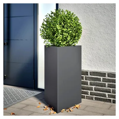 Produktbild von Pflanzkübel Hochbeet Metall Blumenkasten Pflanzbeet Frühbeet Gartenbeet Pflanzkasten Gemüsebeet Blumenbeet für Terrasse Garten Anthrazit Dreieckig 50x43x75 cm