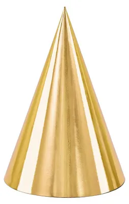 6 Goldene Partyhüte aus Karton für Geburtstag & Silvester
