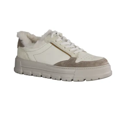 Produktbild von Paul Green 4120-014 Damenschuhe, gefüttert, Weiss/Beige Leder Gr 5-8, Schnürer - Damenschuhe Bequeme Schnürschuhe, Weiß, leder (s. suede/main c.)