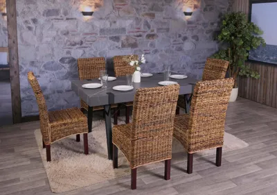 Immagine prodotto di set di 6 sedie da pranzo in vimini sedia M69 sedia BALI banana wicker ~ light, senza cuscini