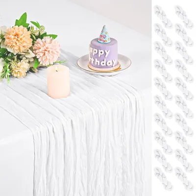 Produktbild von Käsetuch Tischläufer 20er-Pack Weiß 45x275 cm Boho Gaze für Hochzeiten Geburtstage