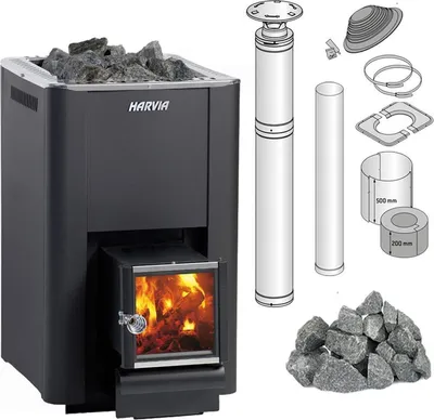 Image de Poêle de sauna Harvia 20 Pro SL Allemagne Set Incl. pierres et système de cheminée