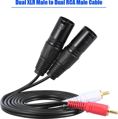 Image de Câble audio stéréo de 1,5 m/5 pieds avec deux connecteurs XLR vers connecteur RCA pour amplificateur de microphone de console MXing
