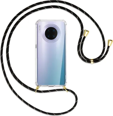 Produktbild von Handykette Backcover-Schutzhülle mit Band (Metall goldfarben) für Huawei Mate 30 Pro - schwarz/gold