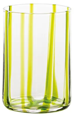Immagine prodotto di Zafferano Set 6 Tumbler Tirache in vetro colorato lavorato a mano tonalità Verde Mela, design elegante con linee a rilievo per tavole raffinate