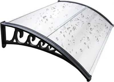 Produktbild von Vordach für die Haustür 100x120 cm, Überdachung aus transparentem Polycarbonat