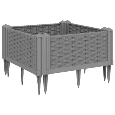 Obrázek produktu pro Zahradní truhlík s kolíky světle šedý 42,5 x 42,5 x 28,5 cm PP