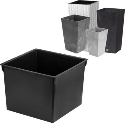 Image de Insert carré interchangeable 17x17 cm noir 3 L pour pots Prosperplast H 32,5 cm - facilite le contrôle de la teneur en eau dans le pot