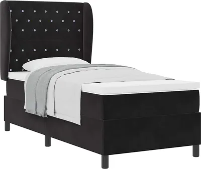 Immagine prodotto di Letto boxspring con materasso nero 200 x 90 cm in velluto