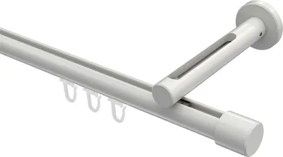 Produktbild von Interdeco Innenlaufstange / Gardinenstange mit Innenlauf Weiß, Typ Siteno Santo (Kappe), 20 mm Ø 1-läufig, 320 cm