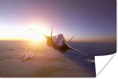 Produktbild von MuchoWow® Poster Fliegende Kampfjets bei Sonnenuntergang 60x40 cm - Schlafzimmerdekoration