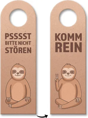 Produktbild von Psssst bitte nicht stören oder Komm rein Türhänger mit niedlichem Faultier
