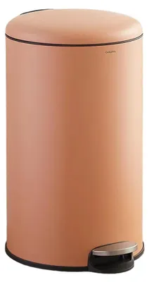 Image de CASABEL Poubelle Cuisine 50L - 100% Acier Inoxydable, Anti-Traces de Doigts, Corbeille Ronde avec Pédale et Couvercle, Terracotta