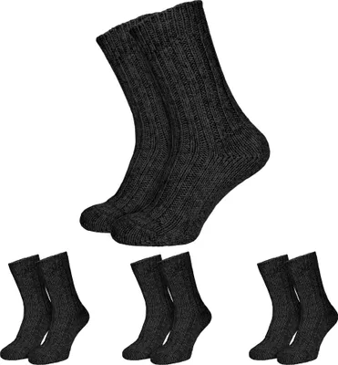 Produktbild von 4 Paar Wollsocken Damen und Herren - Kuschelig warme Stricksocken mit Alpakawolle - Dicke Wintersocken - Anthrazit - 43/46