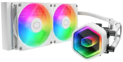 Produktbild von Cooler Master MasterLiquid 240 Core II White, All-in-One-Flüssigkeitskühler, 12 cm, 650 RPM, 1750 RPM, 30 Sone, 120 m³/h