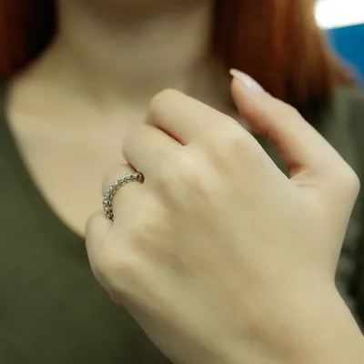 Produktbild von 0,45 Carat Diamant halbrund Memoire Ring 14 Karat Weißgold - 58 (18,40 mm)