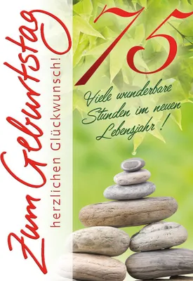 Produktbild von 75 Geburtstag  Glückwunschkarte im Format 115x17cm mit Umschlag