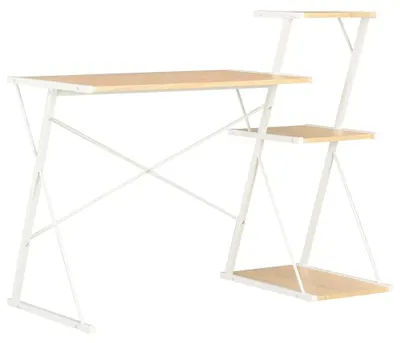 Productafbeelding van Modern Bureau met Plank in Wit en Eiken