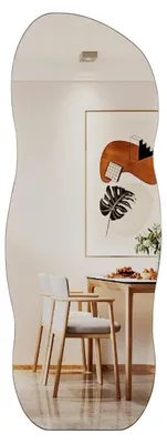 Obrázek produktu pro Zrcadlo na zeď, asymetrické, bez rámu, rozměry 160x60 cm, vlnitá zadní strana z MDF, celotělové zrcadlo