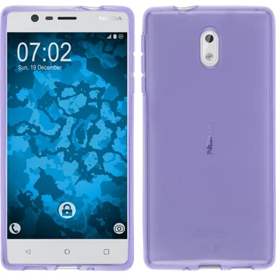 Produktbild von PhoneNatic Case für Nokia 3 Hülle Silikon lila transparent Cover 3 Tasche + 2 Schutzfolien