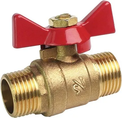 Image de Robinet à bille 1/2 pouce laiton avec poignée papillon filetage mâle DN15 - pour tuyaux / robinets (1/2 pouce M x 1/2 pouce M)