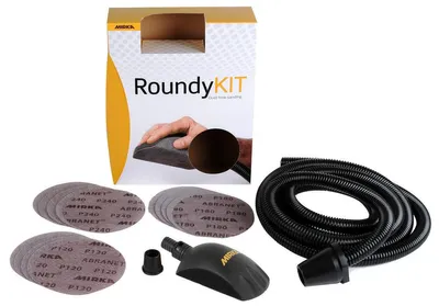 Imagen del producto de Kit manual para lijado excéntrico ROUNDY, diámetro de 150 mm, con 15 discos abrasivos Abranet - MIRKA - KIT00ROUND