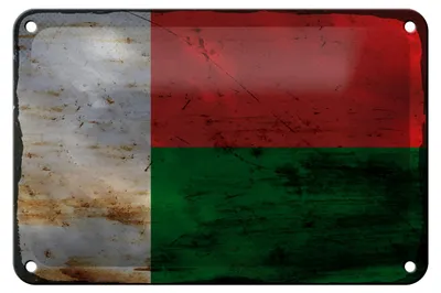 Produktbild von Blechschild Flagge Madagaskar 18x12cm Madagascar Rost Dekoration
