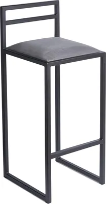 Image de Tabouret de bar noir 95 cm avec dossier - Tabouret de bar en métal avec assise rembourrée - Style Loft industriel - Gris
