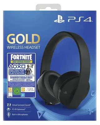 Produktbild von Sony Gold Wireless Headset + Fortnite VCH, Verkabelt & Kabellos, Gaming, 230 g, Kopfhörer, Schwarz