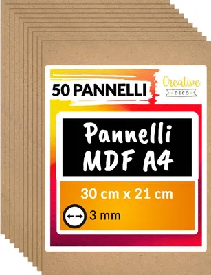 Immagine prodotto di Creative Deco 50 x A4 Compensato Pannelli Legno 3mm | Pannelli Compensato 300 x 210 x 3 mm (+/- 0.5mm) | Fogli di Legno per Decorazione, Modellare