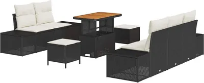 Immagine prodotto di vidaXL Set di divani da giardino con cuscini 8 pezzi in polirattan nero