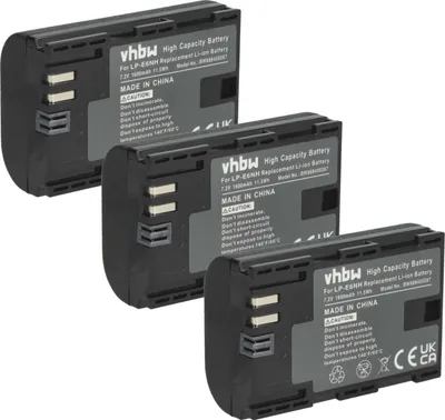 Produktbild von vhbw 3x Akku Ersatz für Canon LP-E6, LP-E6NH für Kamera (1600 mAh, 7,2 V, Li-Ion)